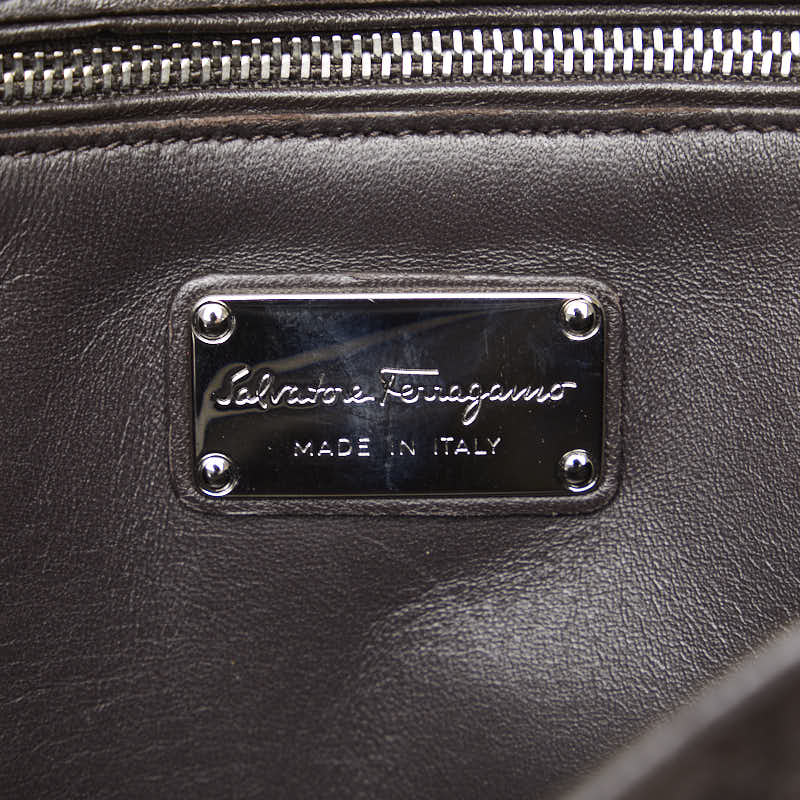 サルヴァトーレフェラガモ ガンチーニ ソフィア パイソン シルバー金具 ハンドバッグ ショルダーバッグ 2WAY FZ-21 G622 ブラウン スエード レディース Salvatore Ferragamo 【中古】