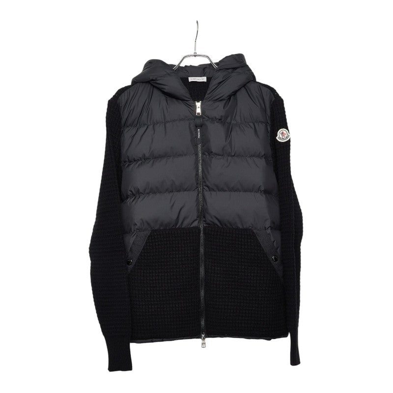 モンクレール CARDIGAN TRICOT ダウン カーディガン ジップパーカー サイズM ブラック グレー ポリエステル ウール カシミヤ ダウン フェザー レディース MONCLER 【中古】