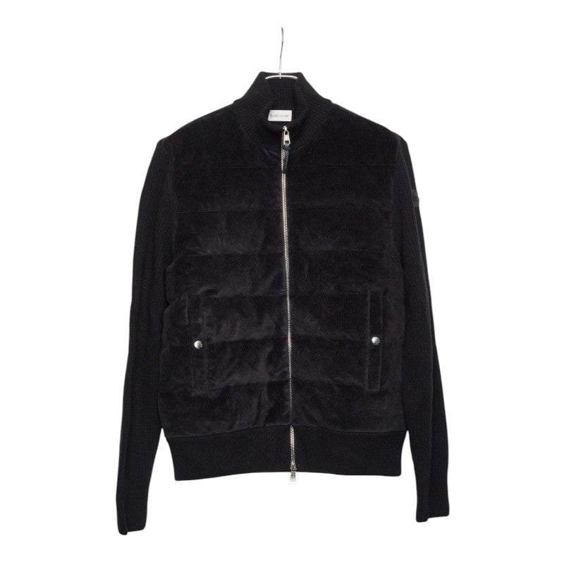 モンクレール TRICOT CARDIGAN コーデュロイ ニット カーディガン ジャケット サイズL ブラック コットン ポリエステル ポリウレタン ウール ナイロン ダウン フェザー メンズ MONCLER 【中古】