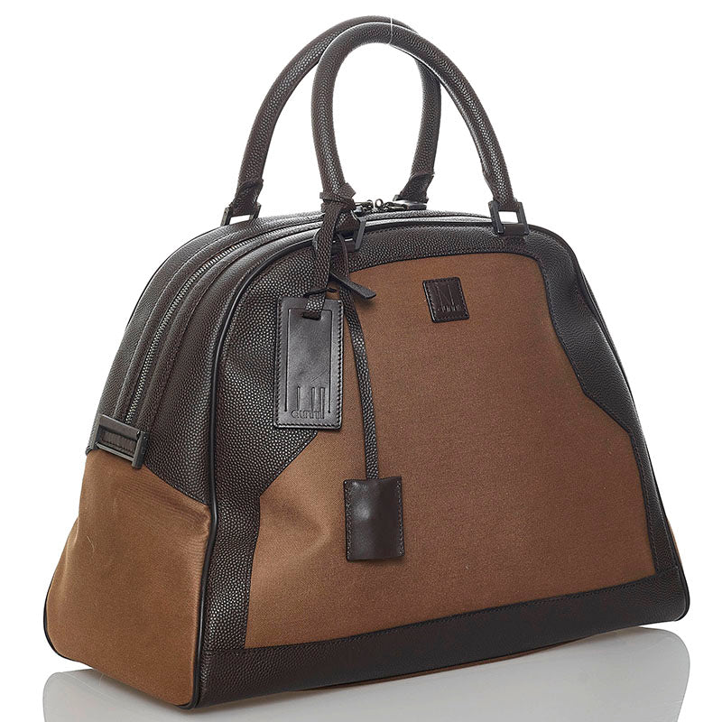 ダンヒル ボストンバッグ ショルダーバッグ 2WAY ブラウン キャンバス レザー レディース Dunhill 【中古】