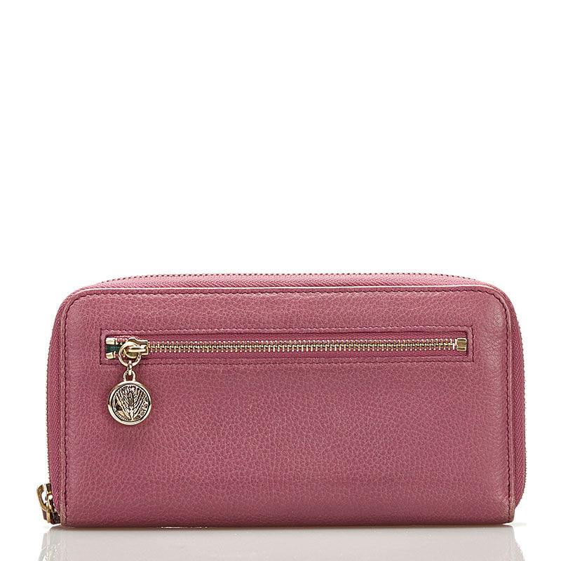 ブルガリ ラウンドファスナー 長財布 36338 パープル ゴールド レザー レディース BVLGARI 【中古】