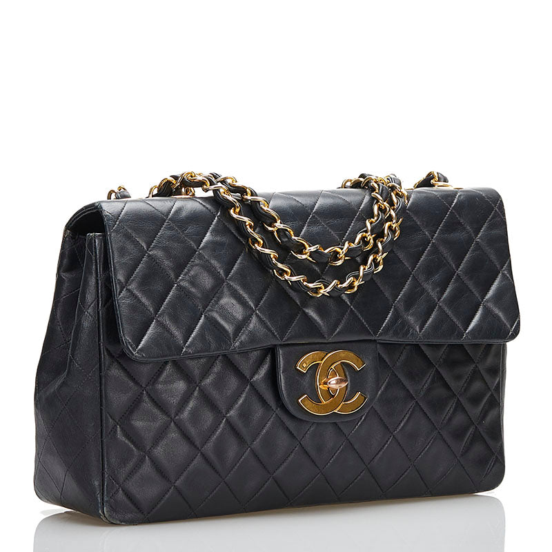 シャネル マトラッセ 34 斜め掛け チェーン ショルダーバッグ トートバッグ ブラック ゴールド ラムスキン レディース CHANEL 【中古】