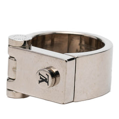 ルイ ヴィトン モノグラム ロゴ ヒンジロック リング 指輪 サイズ：M M68089 シルバー メタル メンズ LOUIS VUITTON 【中古】
