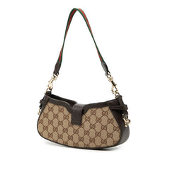 グッチ GGキャンバス ムーンサイド ハンドバッグ ワンショルダー 786015 ベージュ ブラウン キャンバス レザー レディース GUCCI 中古