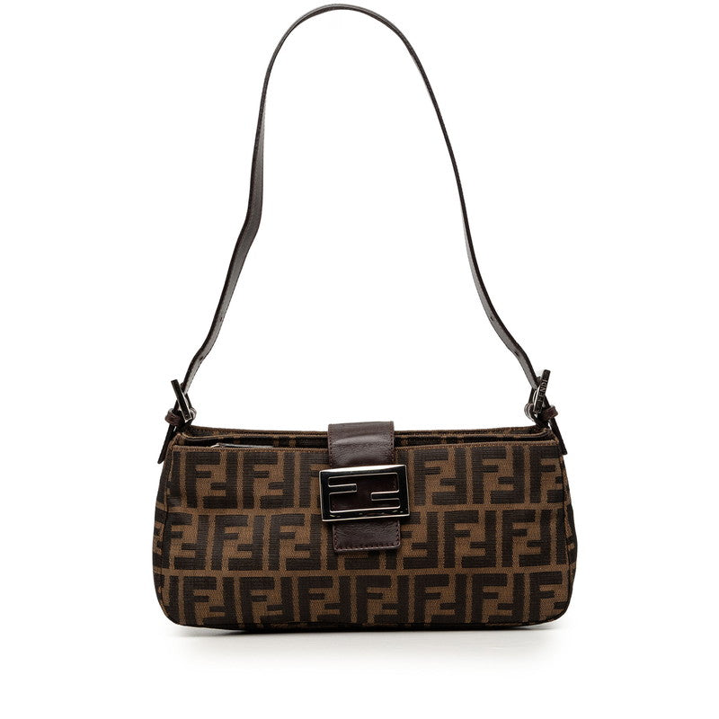 フェンディ ズッカ マンマバケット ワンショルダーバッグ ハンドバッグ ブラウン キャンバス レザー レディース FENDI 【中古】