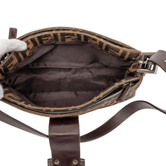 フェンディ ズッカ マンマバケット ワンショルダーバッグ ハンドバッグ ブラウン キャンバス レザー レディース FENDI 【中古】