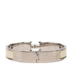 エルメス クリックH PM ブレスレット シルバー オフホワイト メタル エナメル レディース HERMES 【中古】