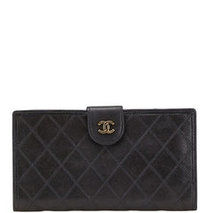 シャネル ビコローレ ココマーク がま口 長財布 ブラック ラムスキン レディース CHANEL 【中古】