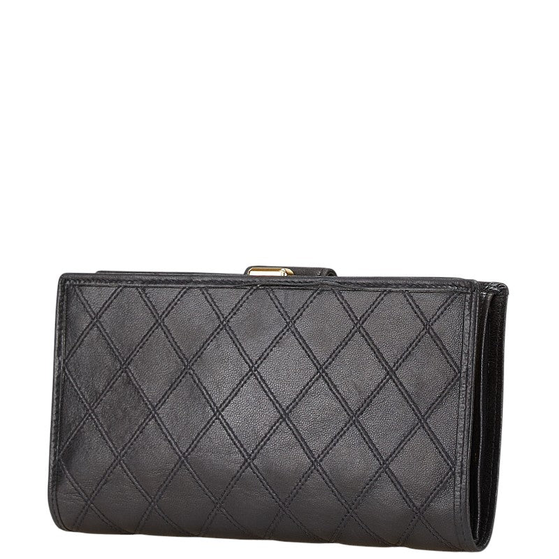 シャネル ビコローレ ココマーク がま口 長財布 ブラック ラムスキン レディース CHANEL 【中古】