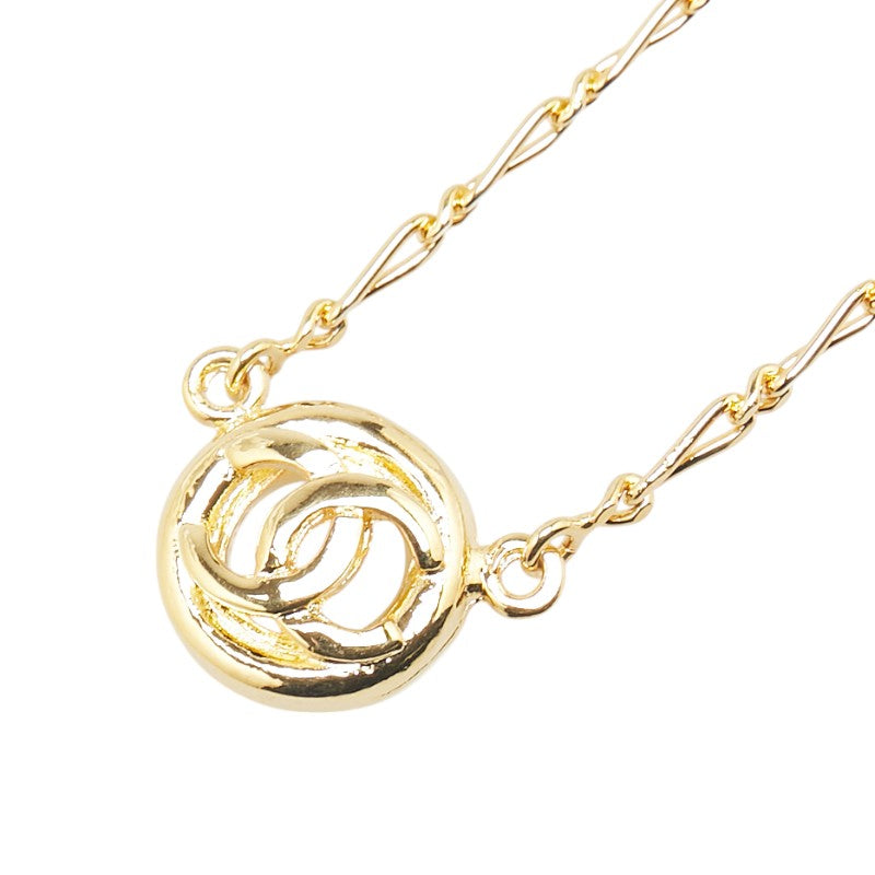シャネル ココマーク ラウンド サークル ネックレス ゴールド メッキ レディース CHANEL 【中古】