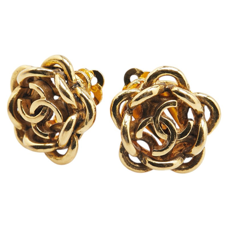 シャネル ココマーク 花 フラワー モチーフ イヤリング ゴールド メッキ レディース CHANEL 【中古】
