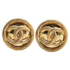 シャネル ヴィンテージ ココマーク ラウンド イヤリング ゴールド メッキ レディース CHANEL 【中古】