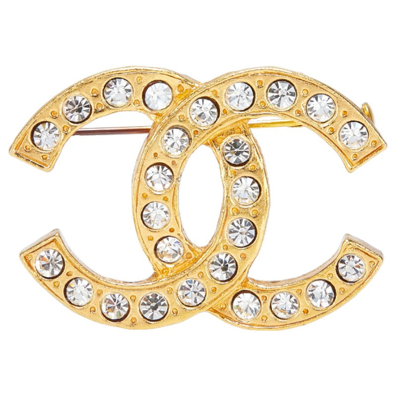 シャネル ココマーク ラインストーン ブローチ ゴールド メッキ レディース CHANEL 【中古】
