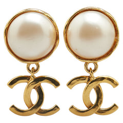 シャネル ヴィンテージ ココマーク スイング イヤリング ゴールド メッキ フェイクパール レディース CHANEL 【中古】