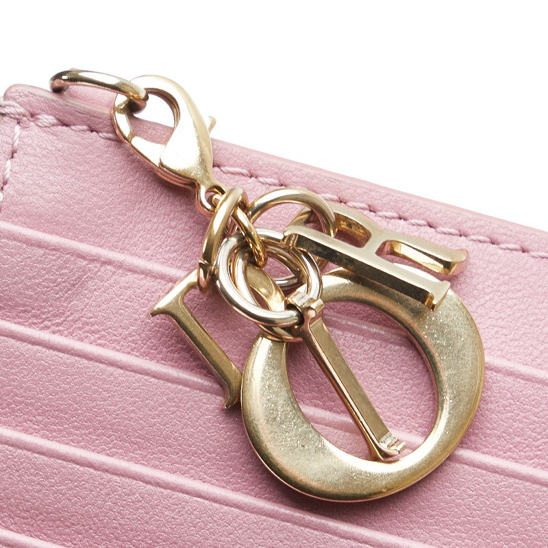 ディオール レディディオール カナージュ カードケース フラグメントケース ピンク レザー レディース Dior 【中古】