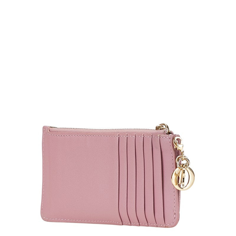 ディオール レディディオール カナージュ カードケース フラグメントケース ピンク レザー レディース Dior 【中古】