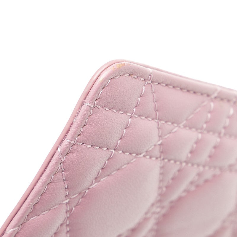 ディオール レディディオール カナージュ カードケース フラグメントケース ピンク レザー レディース Dior 【中古】