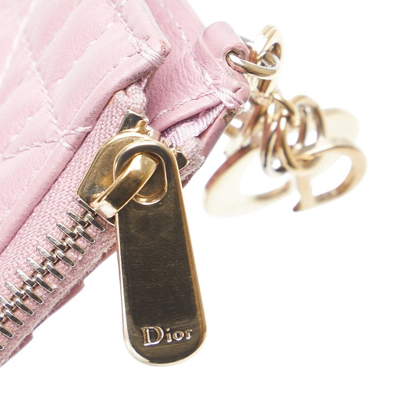 ディオール レディディオール カナージュ カードケース フラグメントケース ピンク レザー レディース Dior 【中古】