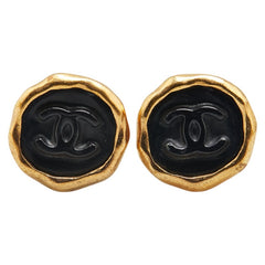 シャネル ヴィンテージ ココマーク イヤリング ゴールド ブラック メッキ プラスチック レディース CHANEL 【中古】