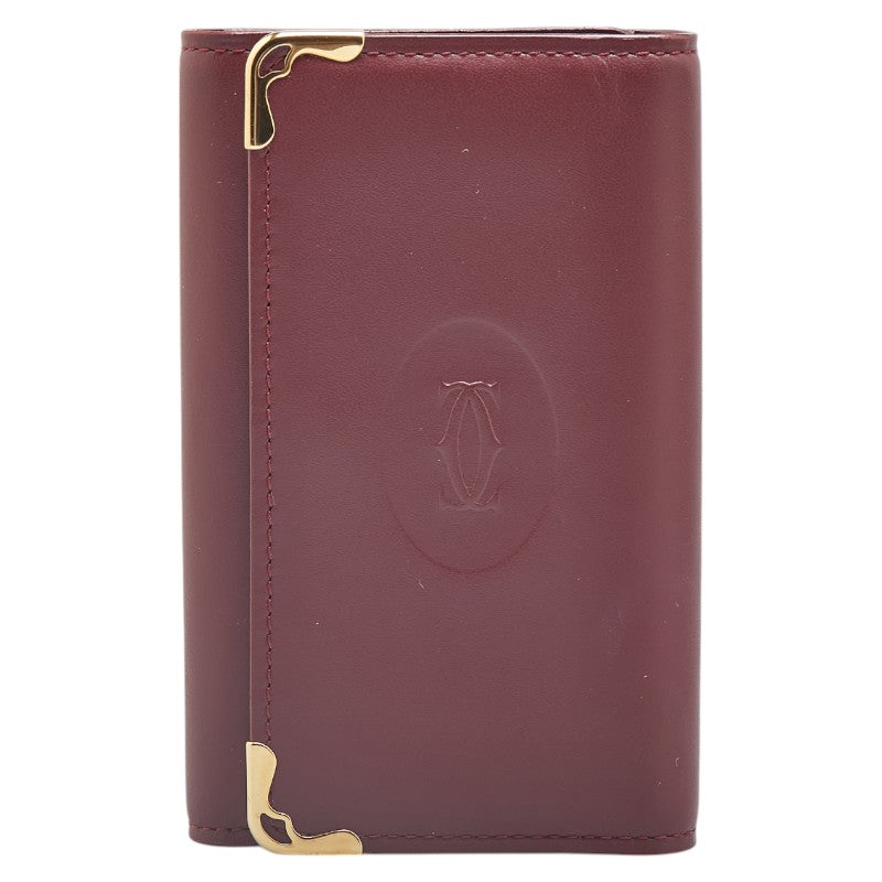 カルティエ マストライン キーケース 6連 ワインレッド レザー レディース CARTIER 【中古】