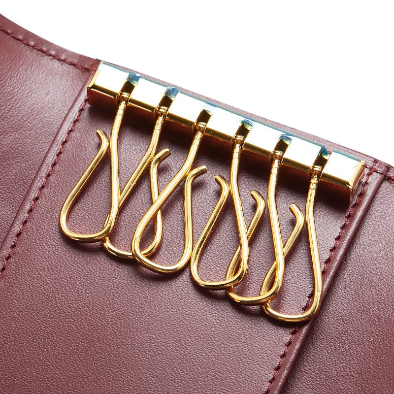 カルティエ マストライン キーケース 6連 ワインレッド レザー レディース CARTIER 【中古】