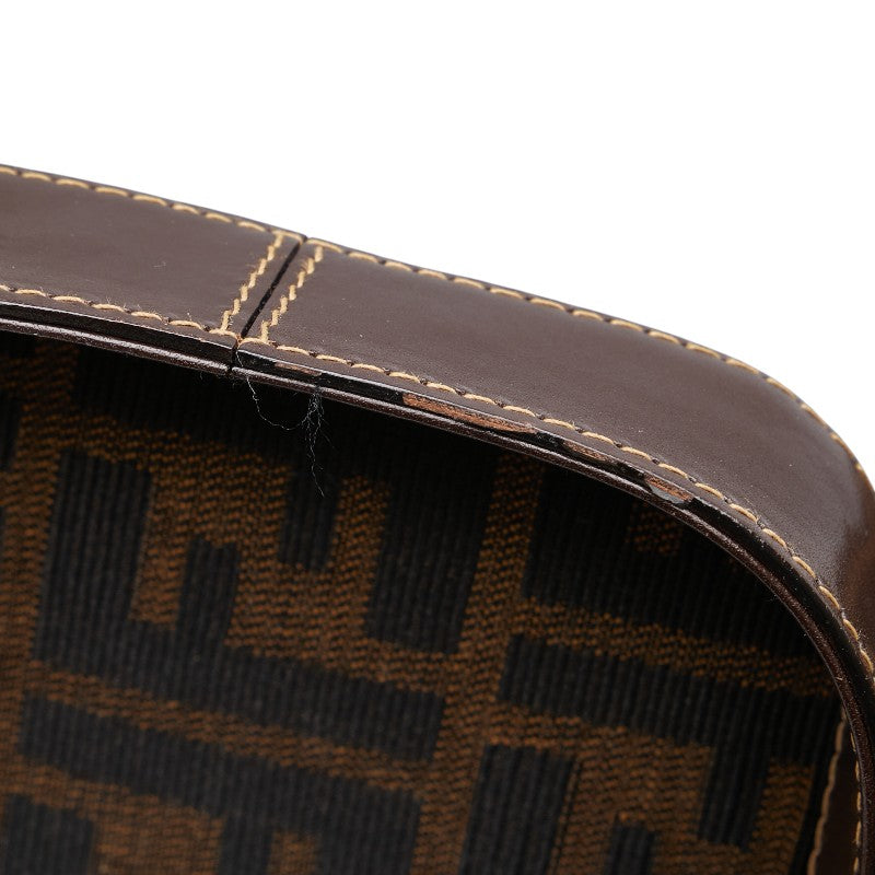 フェンディ ズッカ ハンドバッグ バニティバッグ ショルダーバッグ 2WAY ブラウン キャンバス レザー レディース FENDI 【中古】