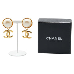 シャネル ヴィンテージ ココマーク スイング イヤリング ゴールド メッキ フェイクパール レディース CHANEL 【中古】