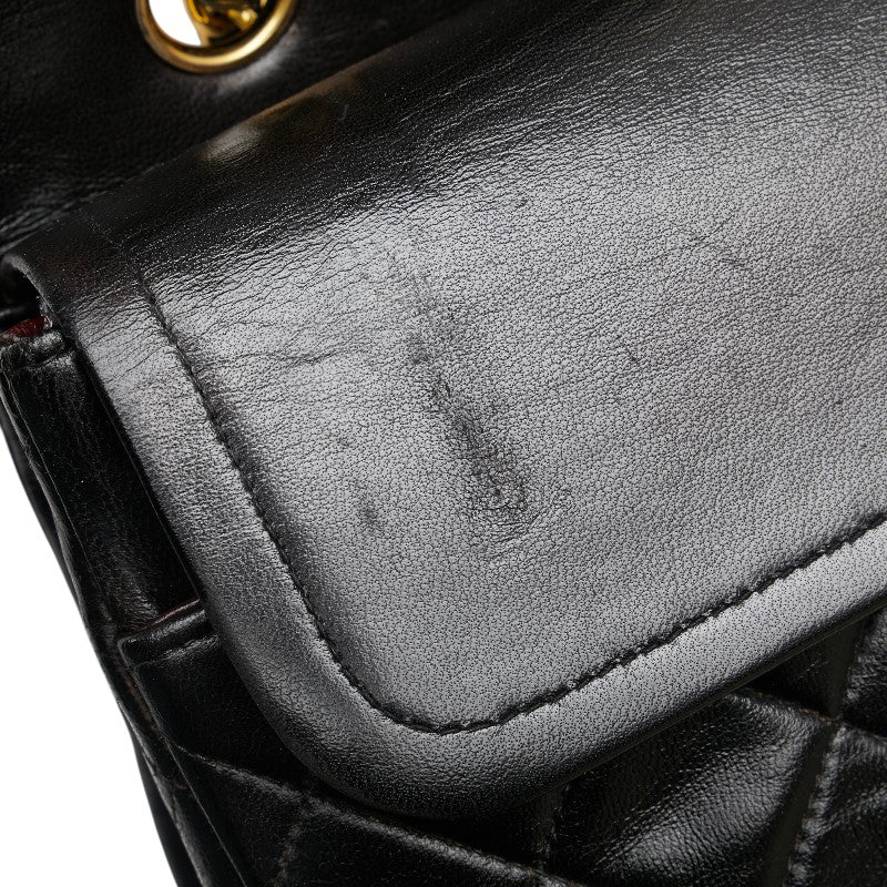 シャネル ココマーク マトラッセ25 ダブルフラップ チェーン ショルダーバッグ ブラック ラムスキン レディース CHANEL 【中古】