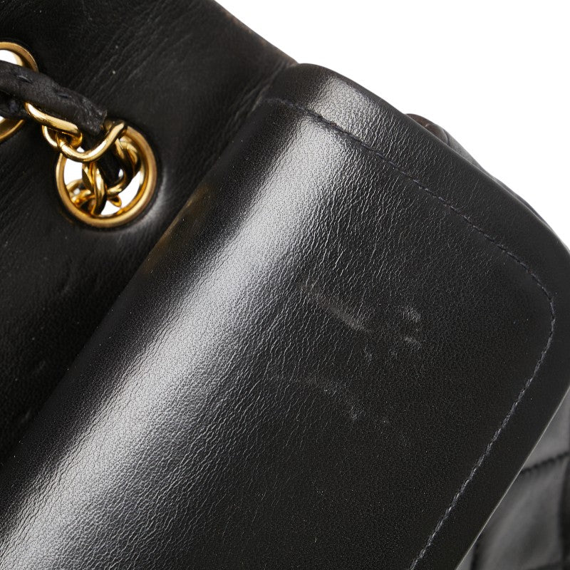 シャネル ココマーク マトラッセ25 ダブルフラップ チェーン ショルダーバッグ ブラック ラムスキン レディース CHANEL 【中古】
