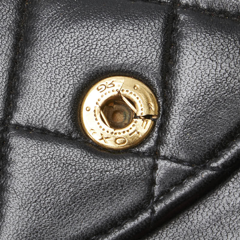 シャネル ココマーク マトラッセ25 ダブルフラップ チェーン ショルダーバッグ ブラック ラムスキン レディース CHANEL 【中古】