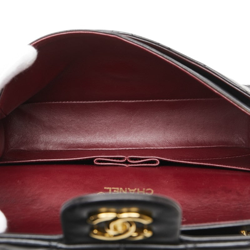 シャネル ココマーク マトラッセ25 ダブルフラップ チェーン ショルダーバッグ ブラック ラムスキン レディース CHANEL 【中古】