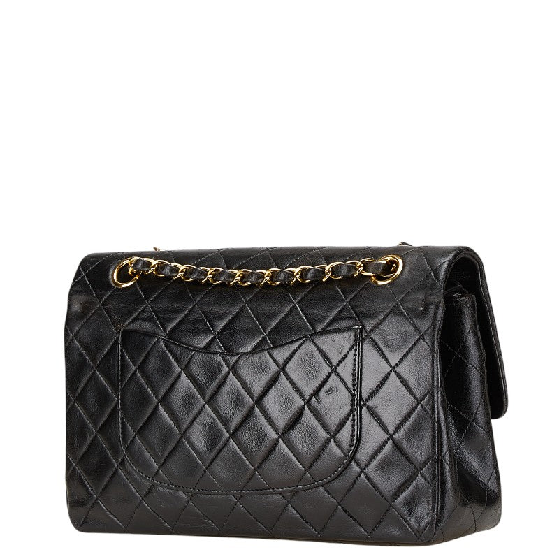シャネル ココマーク マトラッセ25 ダブルフラップ チェーン ショルダーバッグ ブラック ラムスキン レディース CHANEL 【中古】
