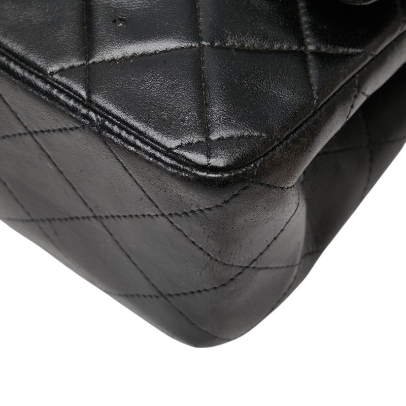 シャネル ココマーク マトラッセ25 ダブルフラップ チェーン ショルダーバッグ ブラック ラムスキン レディース CHANEL 【中古】