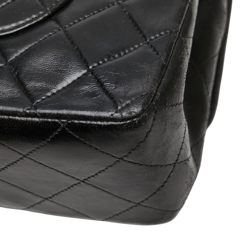 シャネル ココマーク マトラッセ25 ダブルフラップ チェーン ショルダーバッグ ブラック ラムスキン レディース CHANEL 【中古】