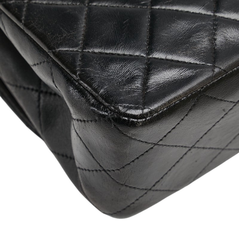 シャネル ココマーク マトラッセ25 ダブルフラップ チェーン ショルダーバッグ ブラック ラムスキン レディース CHANEL 【中古】