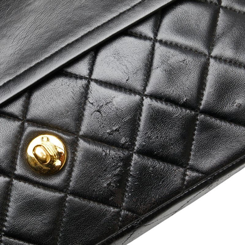 シャネル ココマーク マトラッセ25 ダブルフラップ チェーン ショルダーバッグ ブラック ラムスキン レディース CHANEL 【中古】