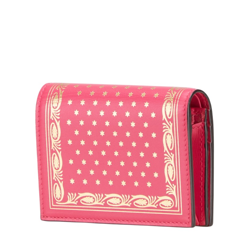 グッチ × SEGA GUCCY プリント 二つ折り財布 524965 ピンク ゴールド レザー レディース GUCCI 【中古】