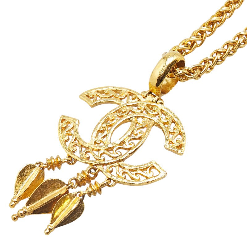 シャネル ヴィンテージ ココマーク スイング ロングネックレス メッキ レディース CHANEL 【中古】