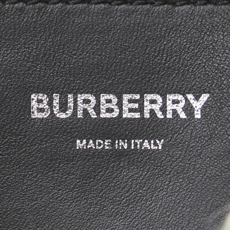 バーバリー ローラ TB ホースフェリープリント チェーン ショルダーバッグ ブラック ホワイト レザー ボア レディース BURBERRY 【中古】