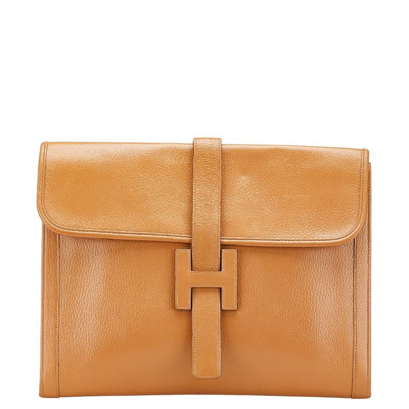 エルメス ジジェGM セカンドバッグ クラッチバッグ ブラウン レザー レディース HERMES 【中古】