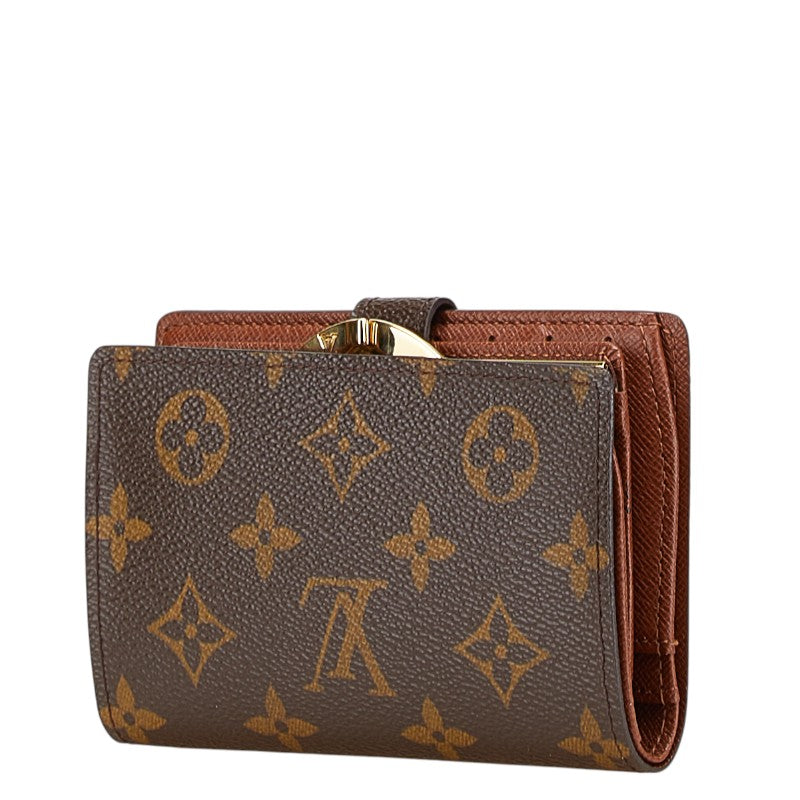 ルイ ヴィトン モノグラム ヴィエノワ 二つ折り財布 M61663 ブラウン PVC レザー レディース LOUIS VUITTON 【中古】