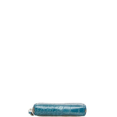 グッチ クロコ型押し コインケース 250983 ブルー レザー レディース GUCCI 【中古】