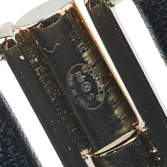 シャネル ロゴ ラインストーン バングル ブラック ラムスキン メタル レディース CHANEL 【中古】