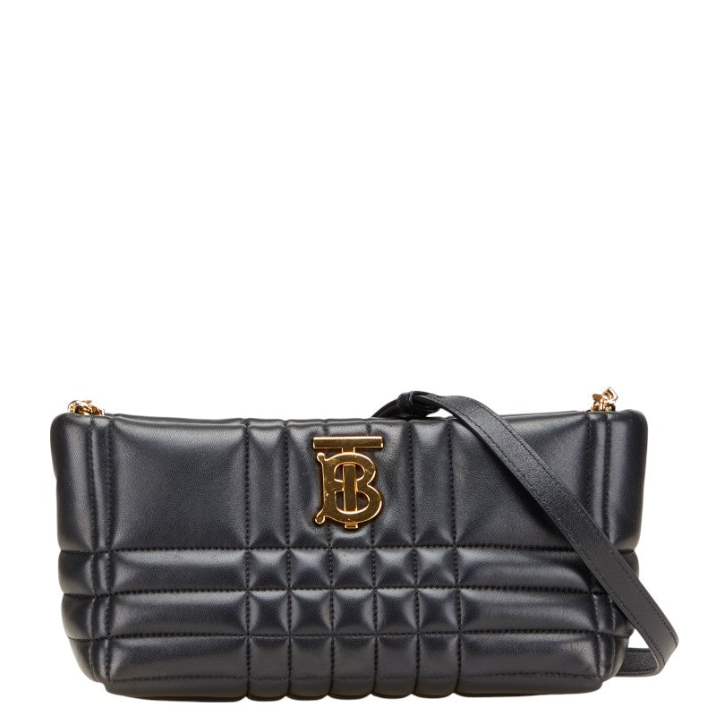 バーバリー TBロゴ チェーン ショルダーバッグ ブラック レザー レディース BURBERRY 【中古】