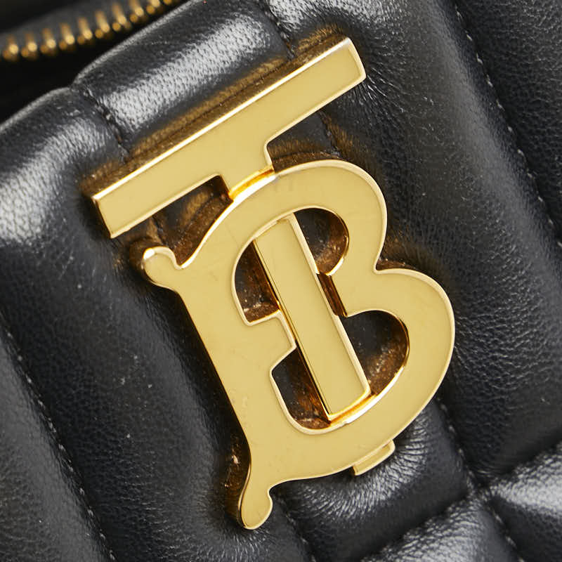 バーバリー TBロゴ チェーン ショルダーバッグ ブラック レザー レディース BURBERRY 【中古】