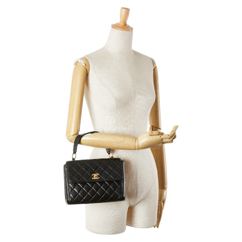 シャネル マトラッセ ココマーク ハンドバッグ ブラック ラムスキン レディース CHANEL 【中古】