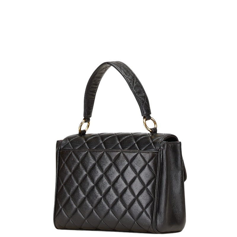シャネル マトラッセ ココマーク ハンドバッグ ブラック ラムスキン レディース CHANEL 【中古】