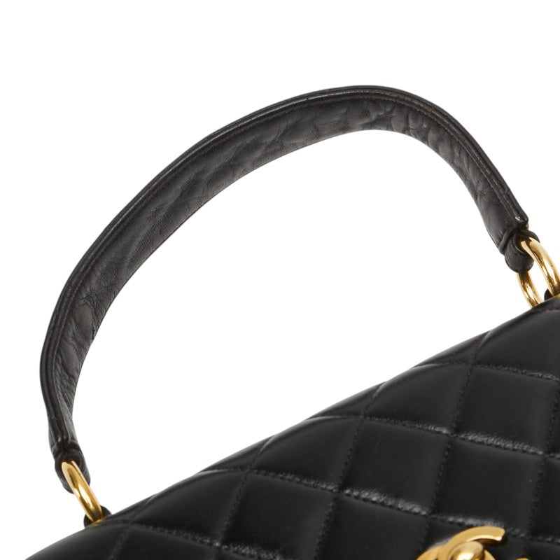 シャネル マトラッセ ココマーク ハンドバッグ ブラック ラムスキン レディース CHANEL 【中古】