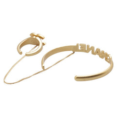 シャネル ココマーク ロゴ バングル チェーン リング ゴールド メッキ ラインストーン レディース CHANEL 【中古】