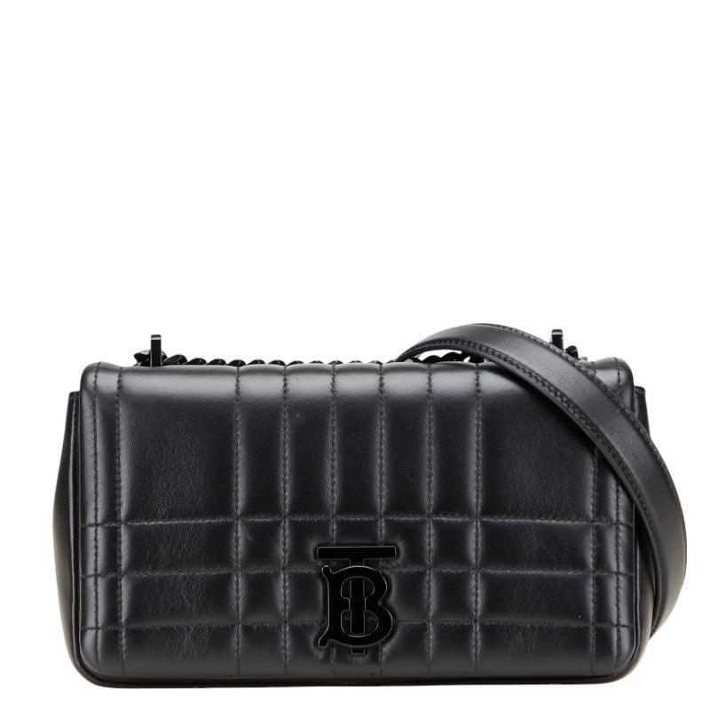 バーバリー ローラ スモール TBロゴ チェーン ショルダーバッグ ブラック レザー レディース BURBERRY 【中古】